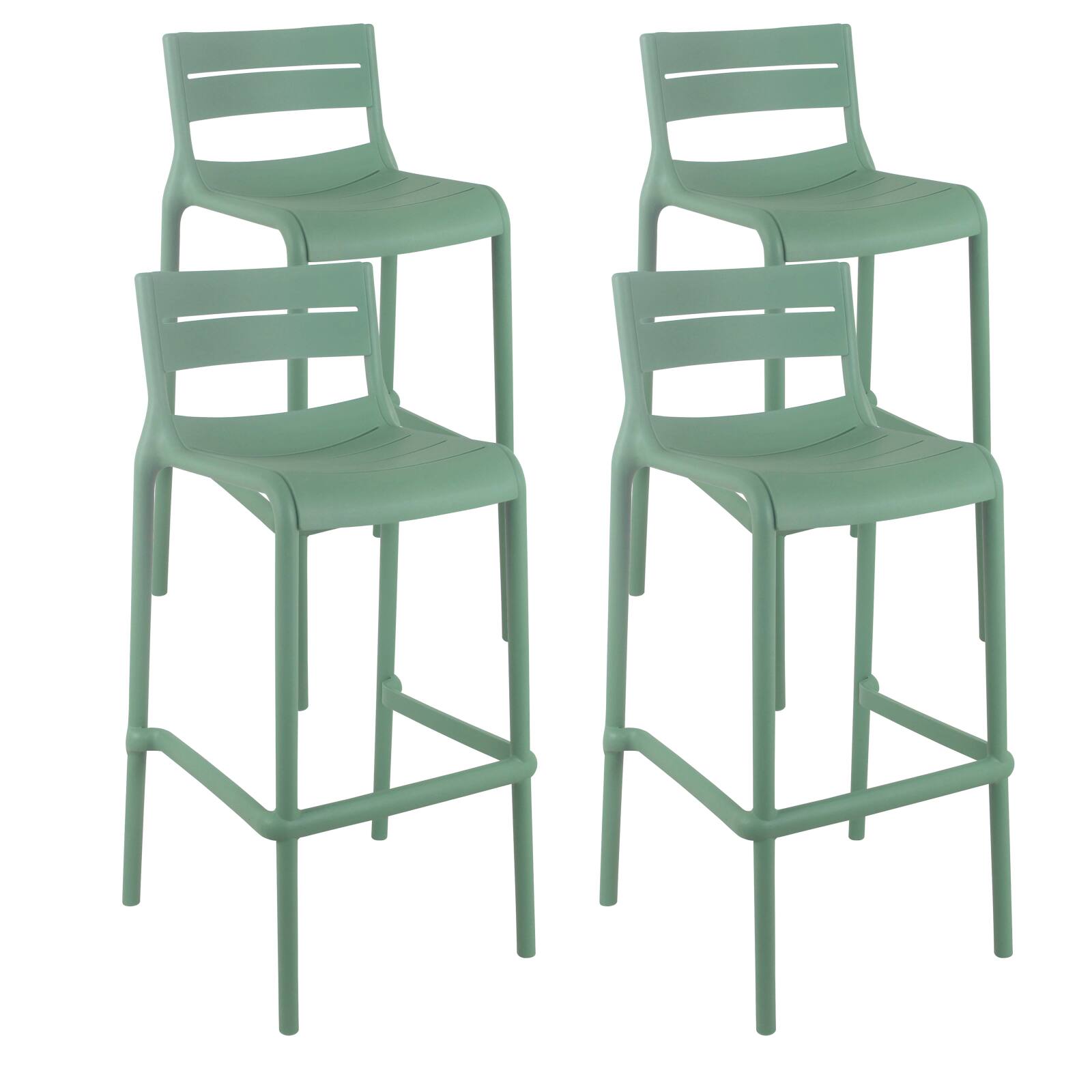 Lot de 4 chaises hautes de terrasse en plastique