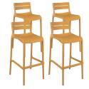 Lot de 4 chaises hautes de terrasse en plastique