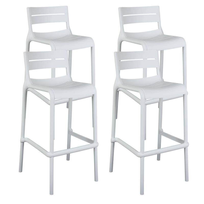 Lot de 4 chaises hautes de terrasse en plastique
