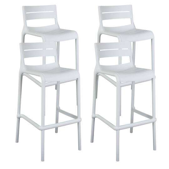Lot de 4 chaises hautes de terrasse en plastique