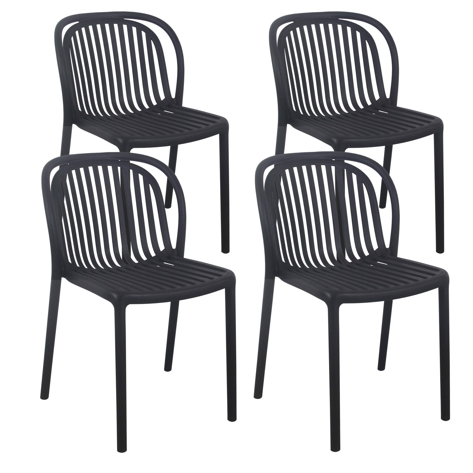 Lot de 4 chaises de terrasse en plastique