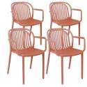 Lot de 4 chaises de terrasse avec accoudoirs en plastique