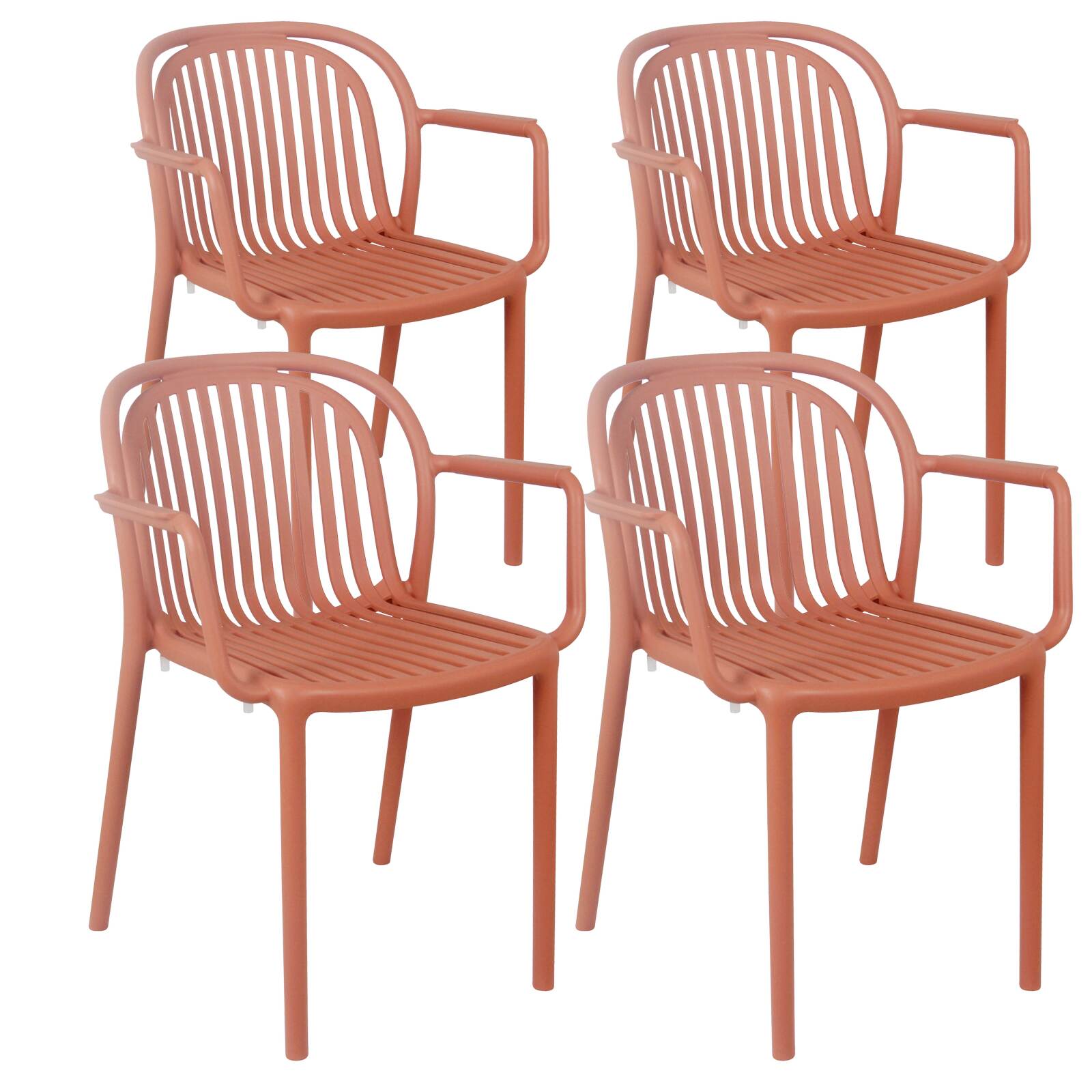 Lot de 4 chaises de terrasse avec accoudoirs en plastique