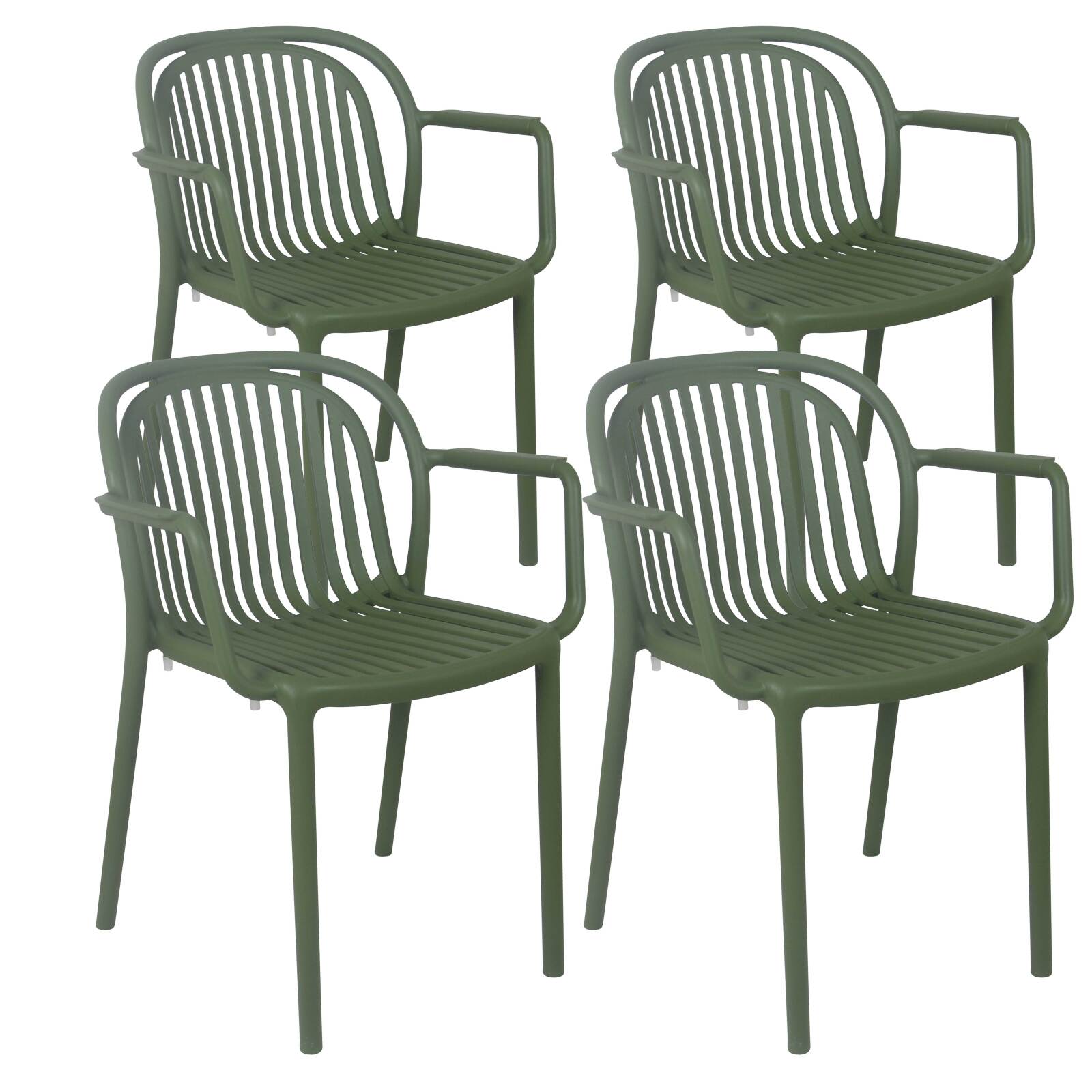 Lot de 4 chaises de terrasse avec accoudoirs en plastique