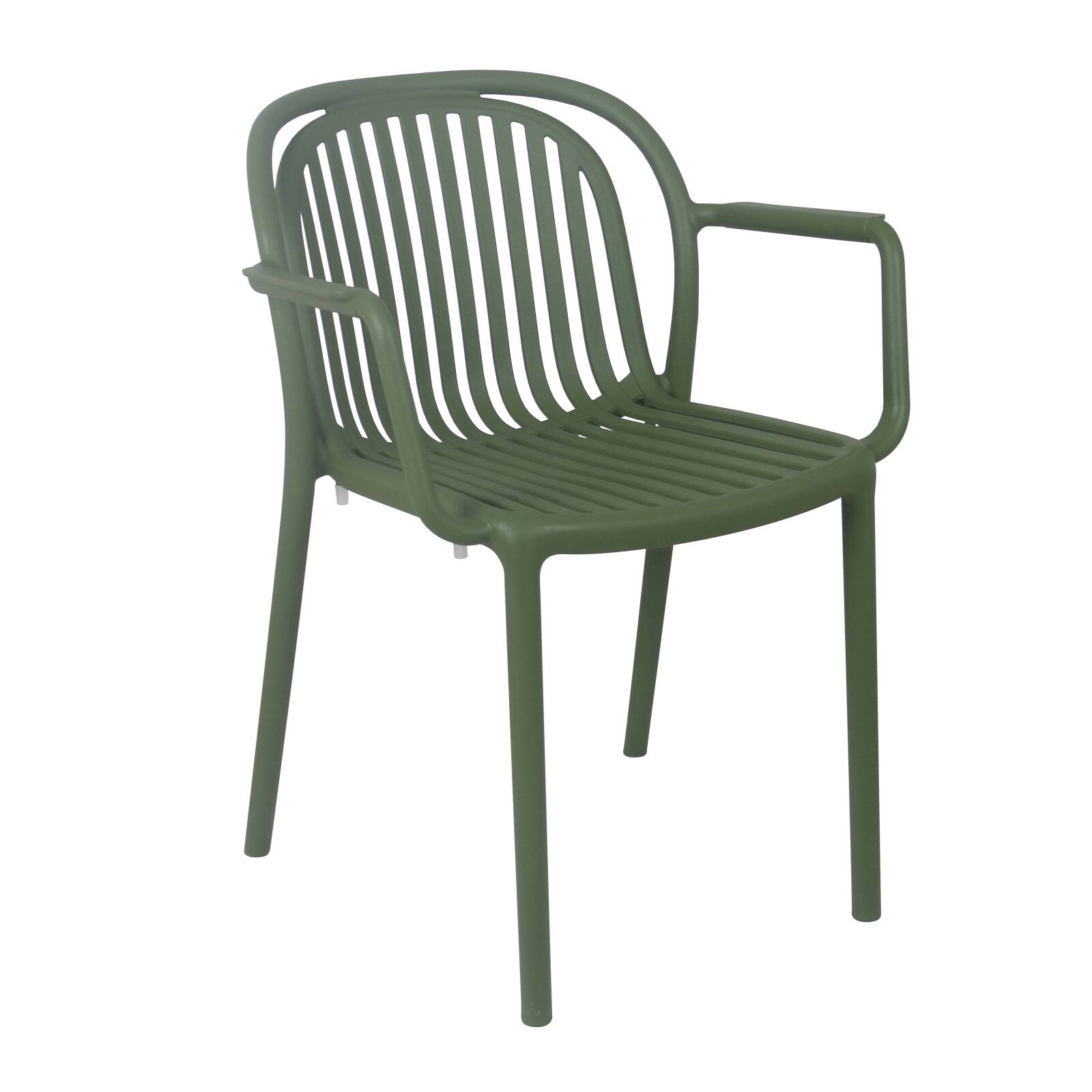 Lot de 4 chaises de terrasse avec accoudoirs en plastique