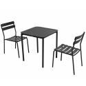 Table de terrasse carrée 70 x 70 cm et 2 chaises en aluminium