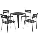 Table de terrasse carrée 70 x 70 cm et 4 chaises en aluminium