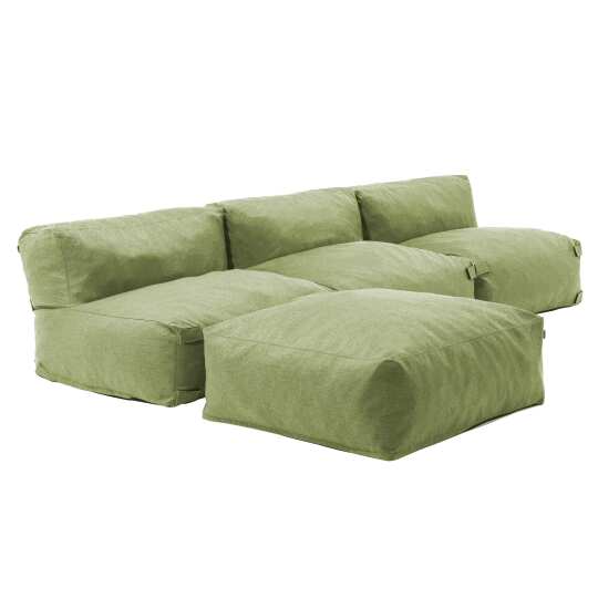 Canapé d'angle modulable avec 3 chauffeuses et 1 pouf