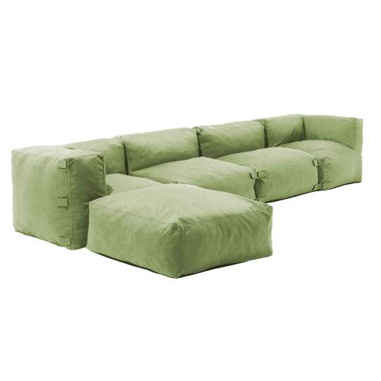 Canapé d'angle modulable avec 2 chauffeuses, 2 fauteuils d'angle et 1 pouf