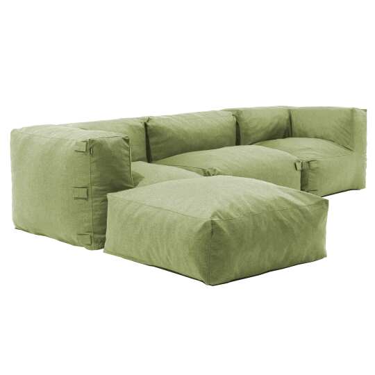 Salon de jardin modulable 4 places avec 1 chauffeuse, 2 fauteuils d'angle et 1 pouf | Oviala