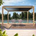 Pergola bioclimatique autoportée 3 x 4 m en aluminium décor bois