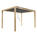 Pergola bioclimatique autoportée en aluminium décor bois 3 x 4 m avec 1, 2 ou 3 stores