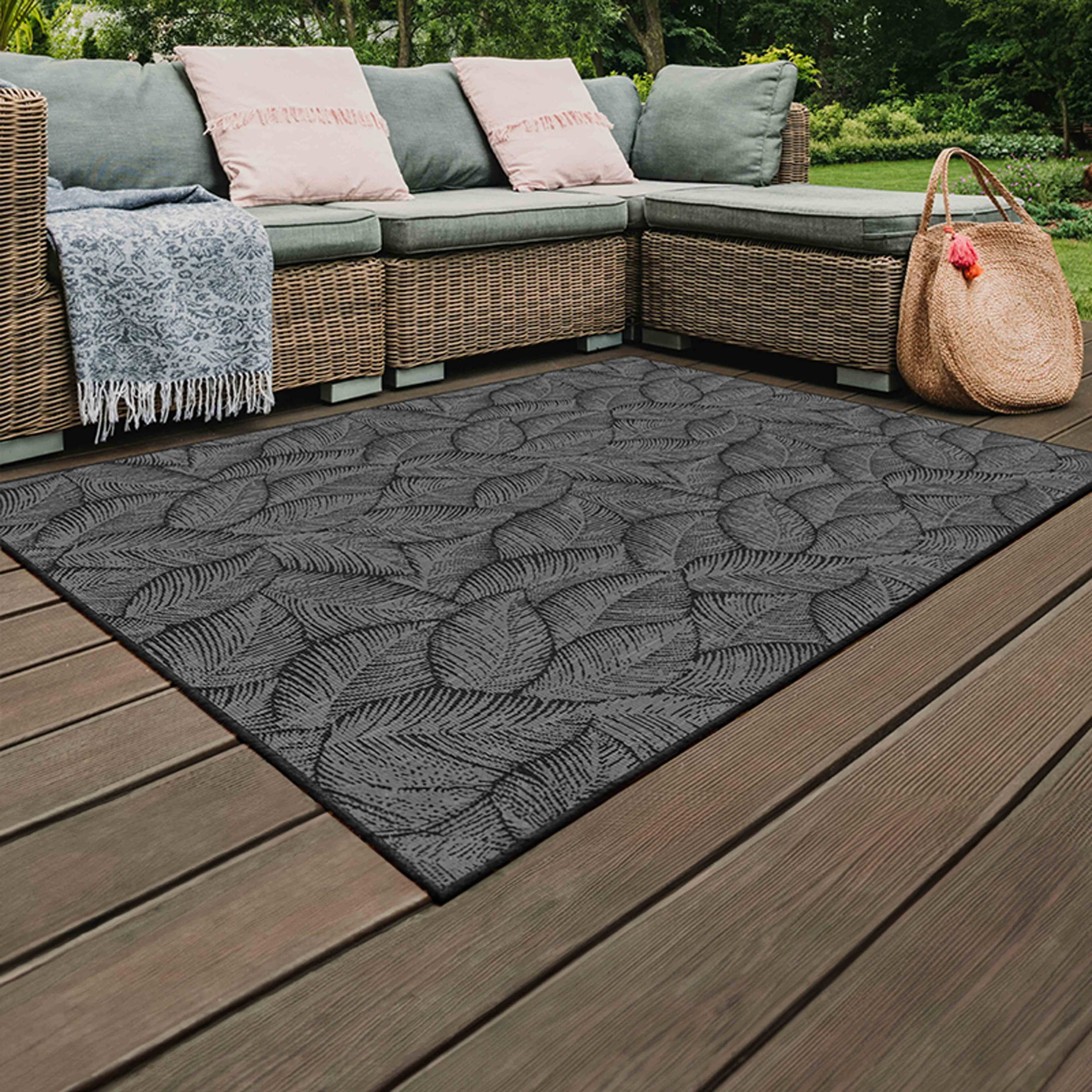 Tapis Sisal Teppich-Traum – Intérieur/extérieur, Motif Diamant, Gris, Polypropylène