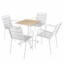 Table 60x60 cm inclinable stratifiée avec pied blanc et chaises en métal