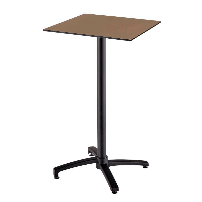 Table haute 60x60 cm inclinable stratifiée avec pied noir et chaises en métal