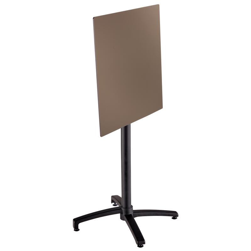 Table haute 60x60 cm inclinable stratifiée avec pied noir et chaises en métal