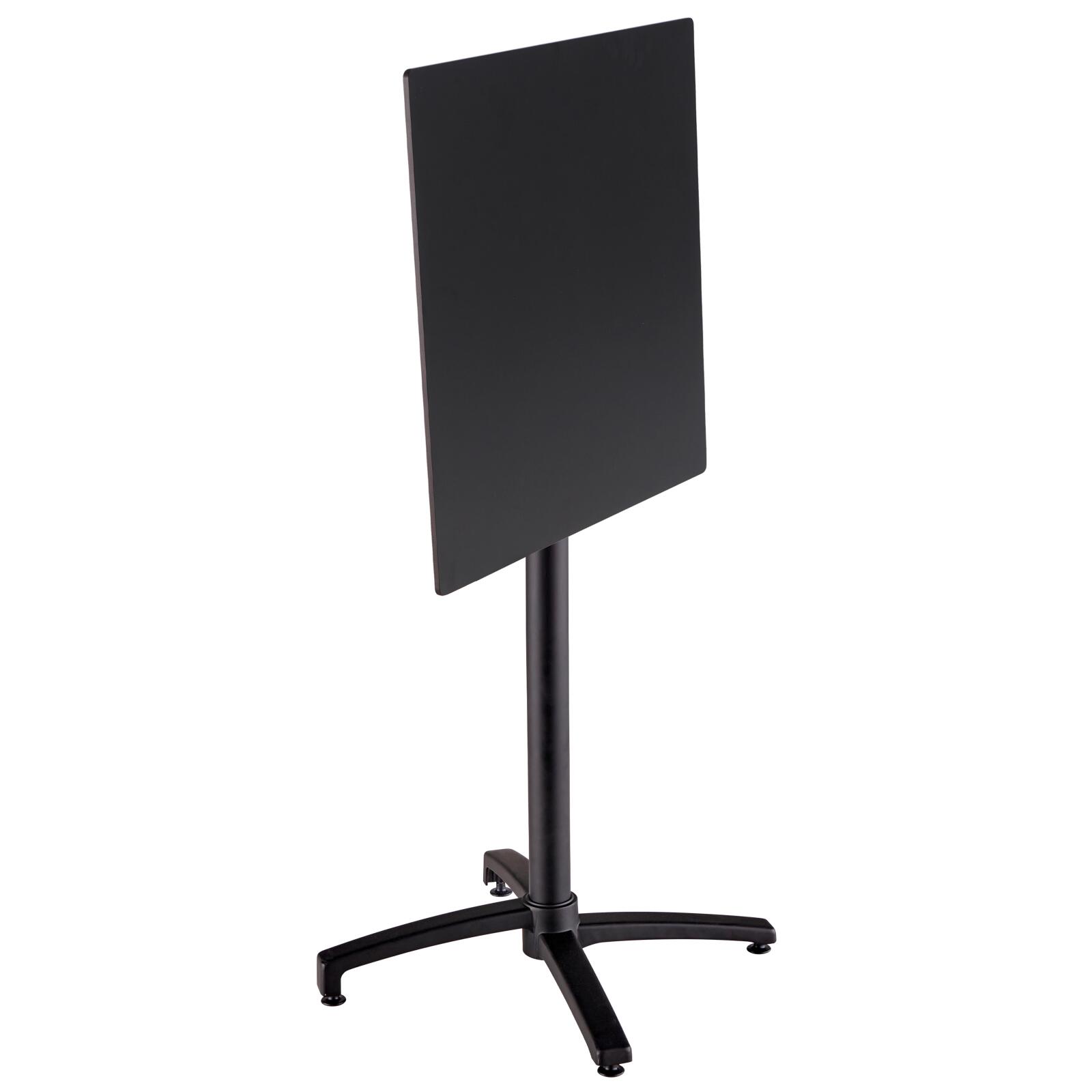 Table haute 60x60 cm inclinable stratifiée avec pied noir et chaises en métal