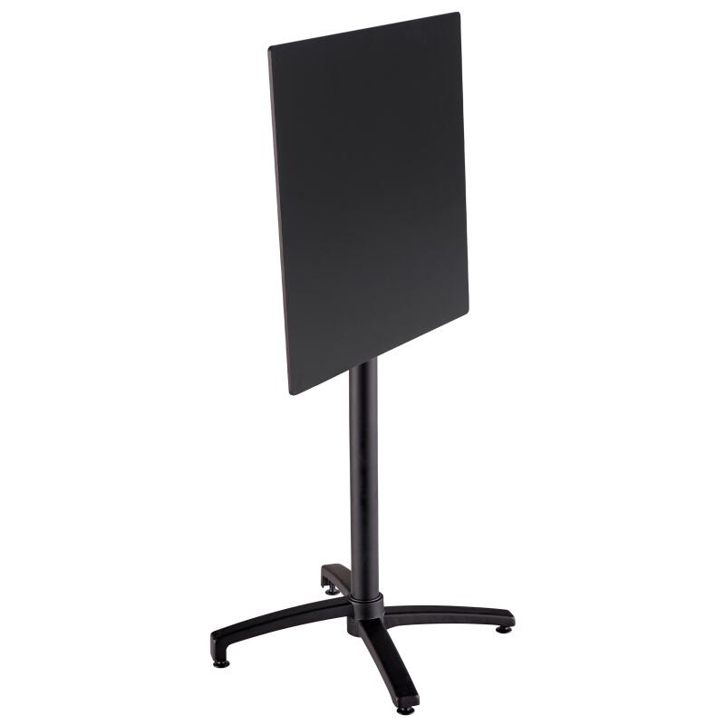 Table haute 60x60 cm inclinable stratifiée avec pied noir et chaises en métal