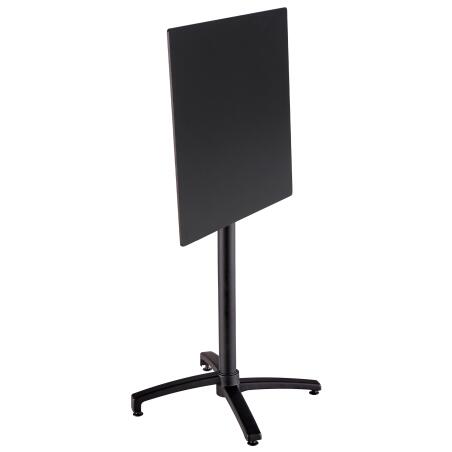 Table haute 60x60 cm inclinable stratifiée avec pied noir et chaises en métal