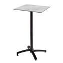 Table haute 60x60 cm inclinable stratifiée avec pied noir et chaises en métal