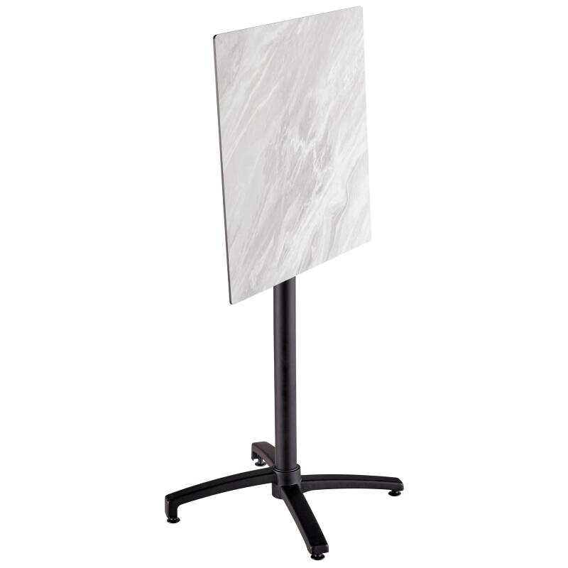 Table haute 60x60 cm inclinable stratifiée avec pied noir et chaises en métal