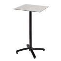Table haute 60x60 cm inclinable stratifiée avec pied noir et chaises en métal