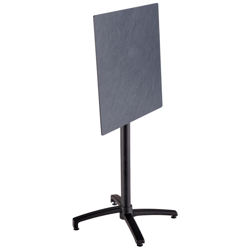 Table haute 60x60 cm inclinable stratifiée avec pied noir et chaises en métal