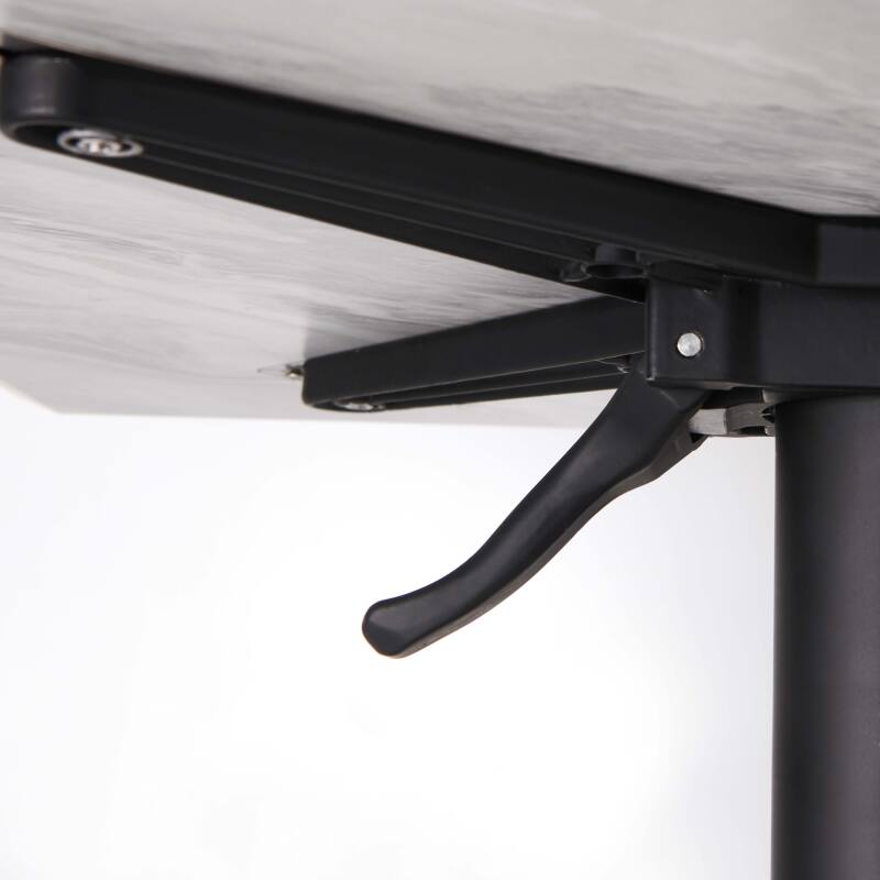 Table haute 60x60 cm inclinable stratifiée avec pied noir et chaises en métal