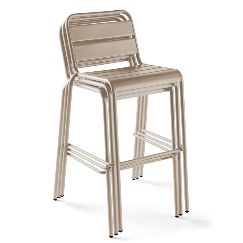Table haute 60x60 cm inclinable stratifiée avec pied noir et chaises en métal