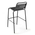 Table haute 60x60 cm inclinable stratifiée avec pied noir et chaises en métal