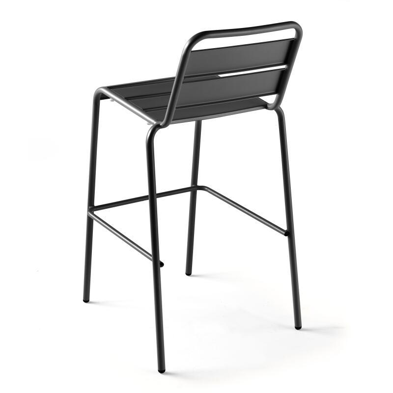 Table haute 60x60 cm inclinable stratifiée avec pied noir et chaises en métal