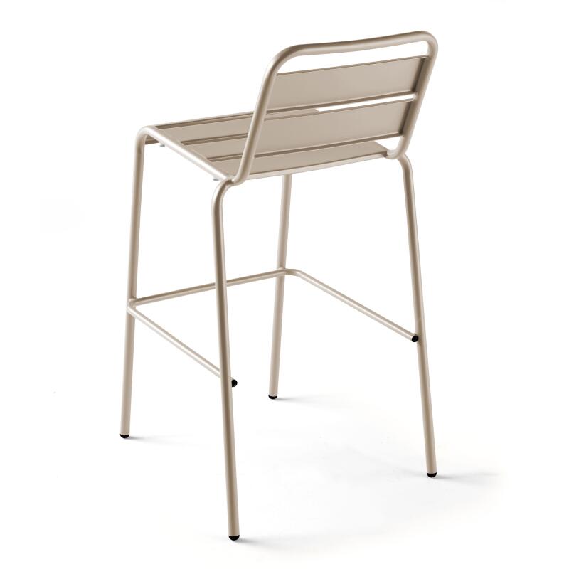 Table haute 60x60 cm inclinable stratifiée avec pied noir et chaises en métal