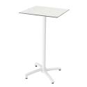 Table haute 60x60 cm inclinable stratifiée avec pied blanc et chaises en métal