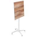 Table haute 60x60 cm inclinable stratifiée avec pied blanc et chaises en métal
