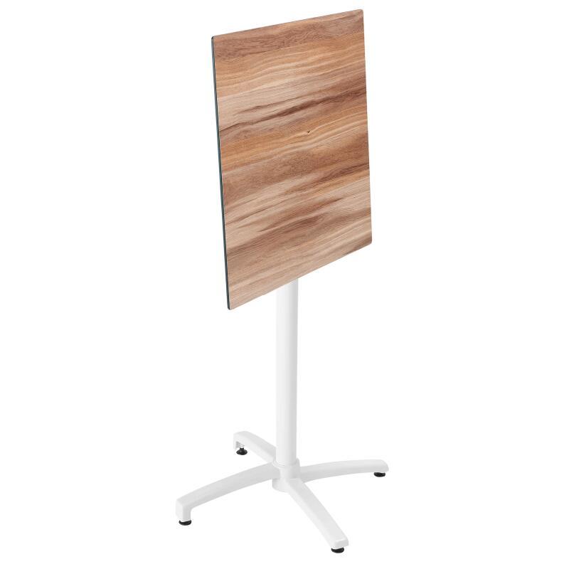 Table haute 60x60 cm inclinable stratifiée avec pied blanc et chaises en métal