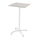 Table haute 60x60 cm inclinable stratifiée avec pied blanc et chaises en métal