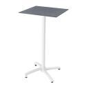 Table haute 60x60 cm inclinable stratifiée avec pied blanc et chaises en métal