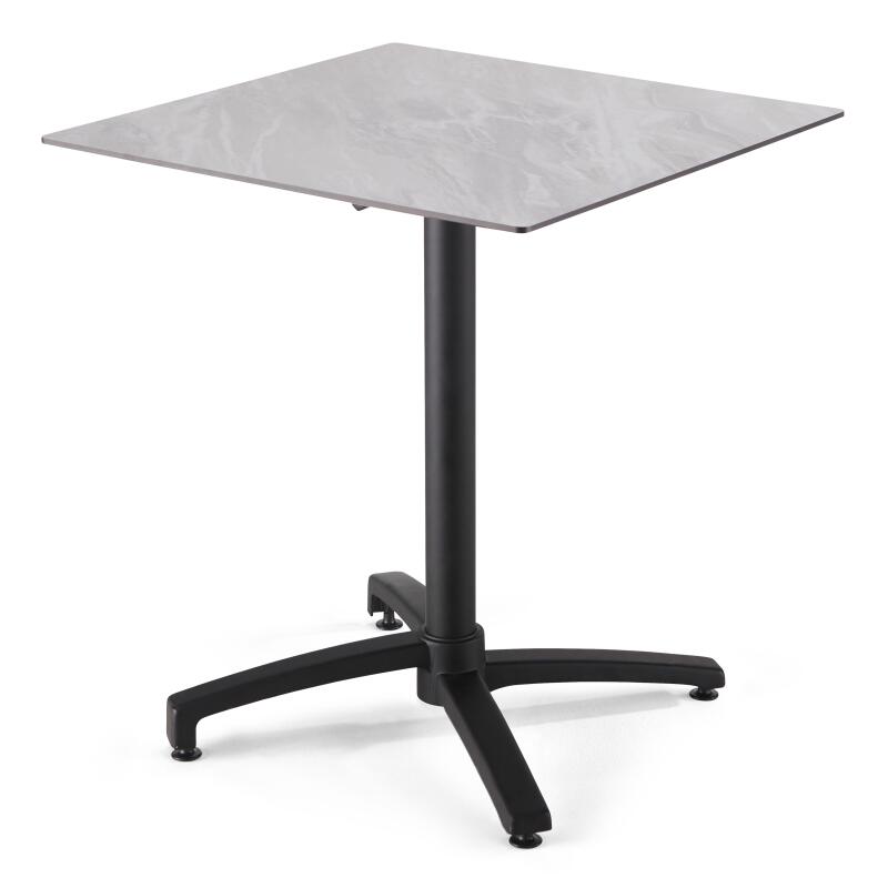 Table 70x70 cm inclinable stratifiée avec pied noir et chaises en métal