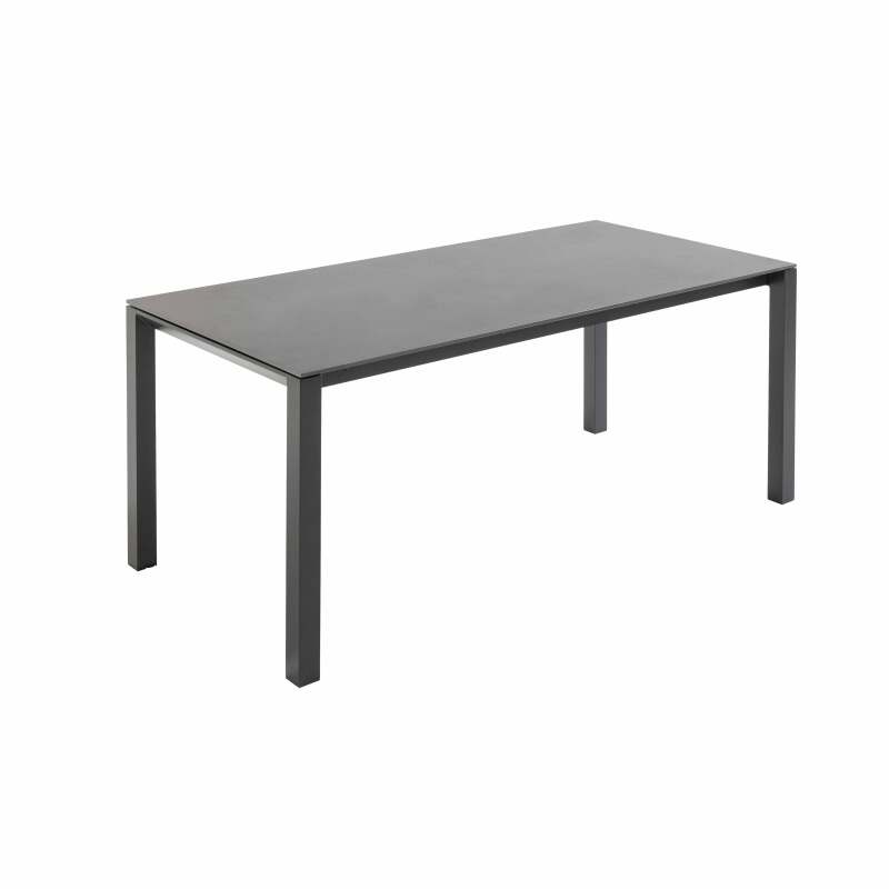 Table de jardin extensible en aluminium et pierre avec 8 chaises sans accoudoirs et 2 chaises avec accoudoirs