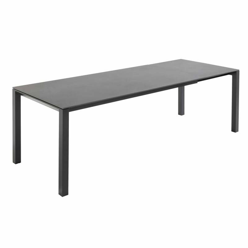 Table de jardin extensible en aluminium et pierre avec 8 chaises sans accoudoirs et 2 chaises avec accoudoirs