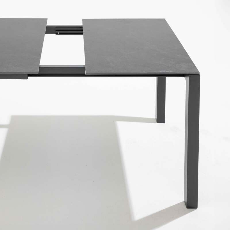 Table de jardin rectangulaire extensible (180/240 x 90 x 75 cm) en aluminium et pierre gris anthracite