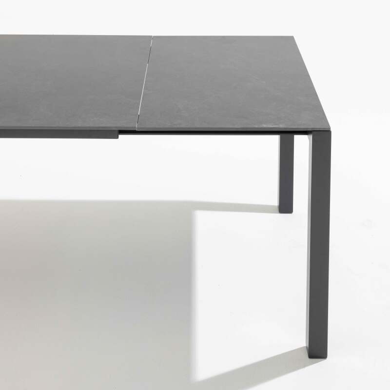 Table de jardin rectangulaire extensible (180/240 x 90 x 75 cm) en aluminium et pierre gris anthracite