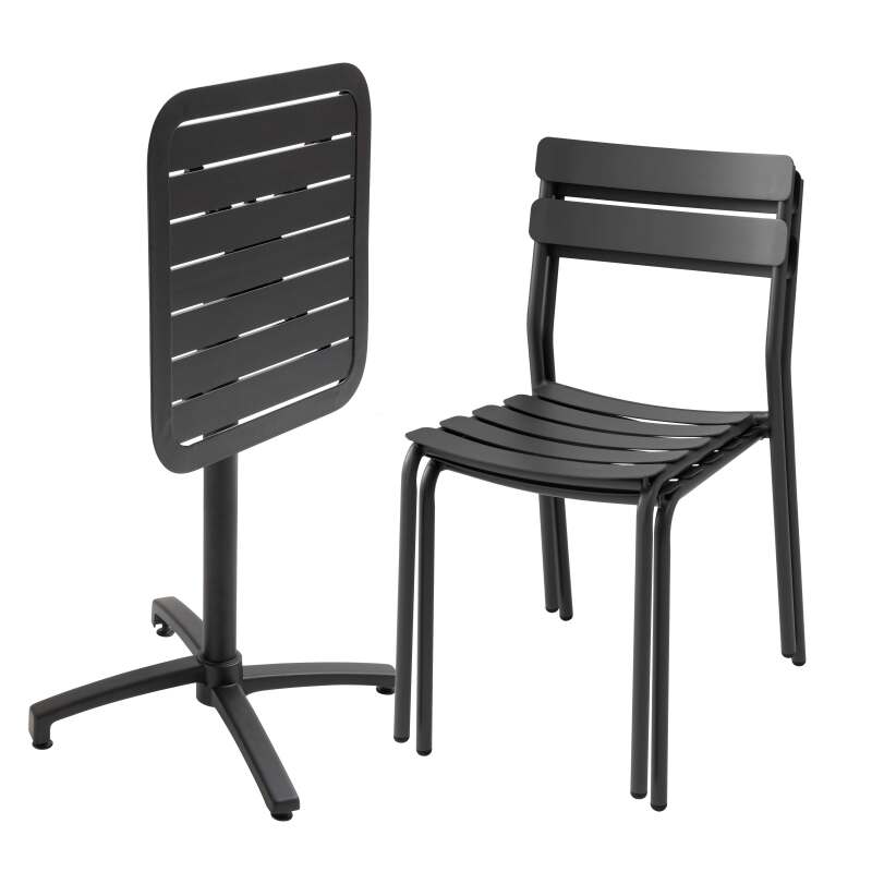 Table 60x60 cm inclinable en aluminium et 2 chaises (2/7)