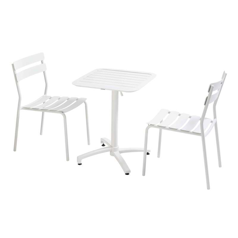 Table 60x60 cm inclinable en aluminium et 2 chaises