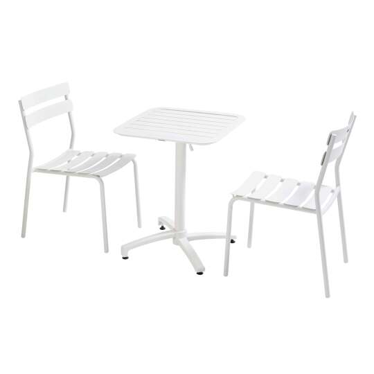 Table de jardin bistrot carré inclinable en aluminium 60x60 cm et 2 chaises | Oviala