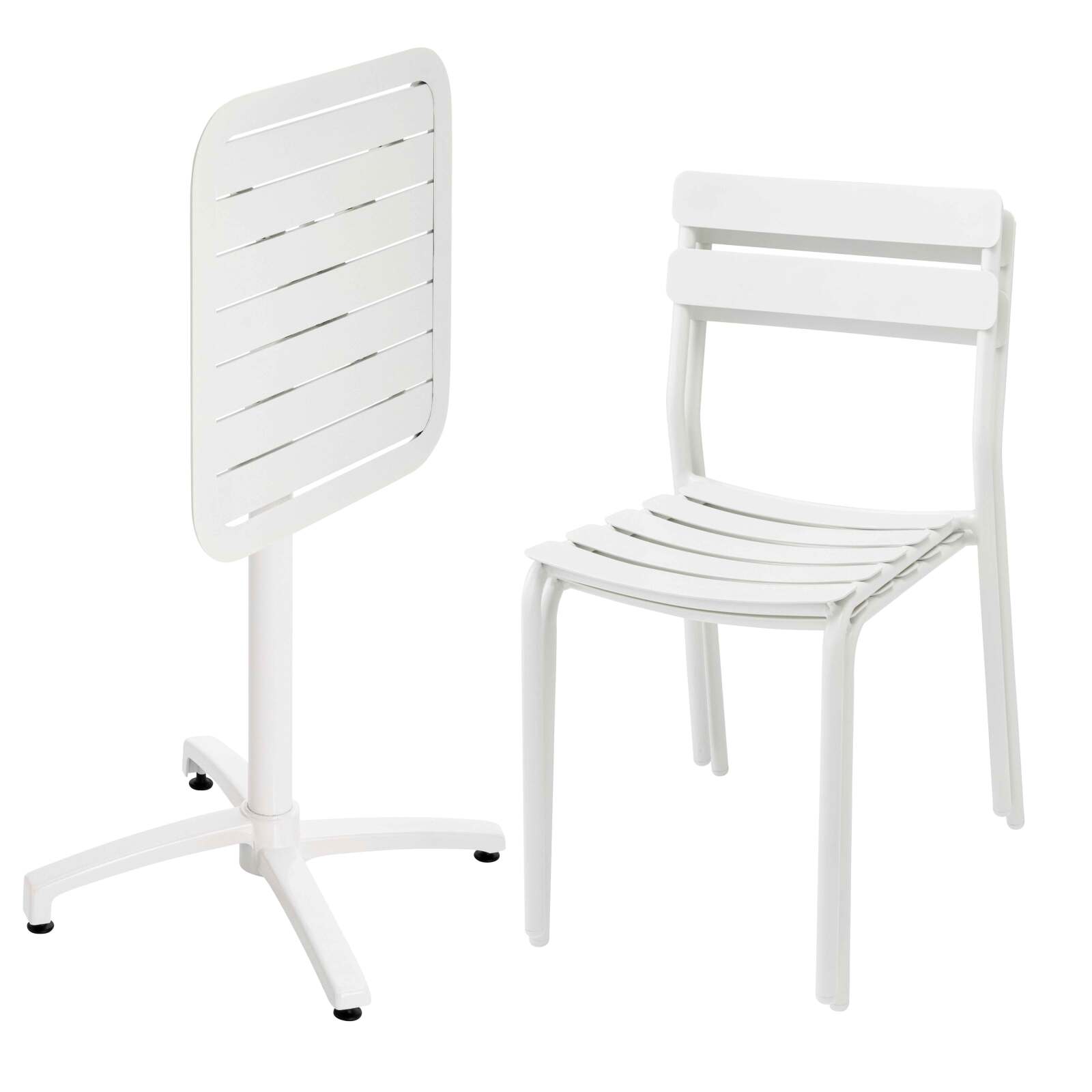 Table 60x60 cm inclinable en aluminium et 2 chaises