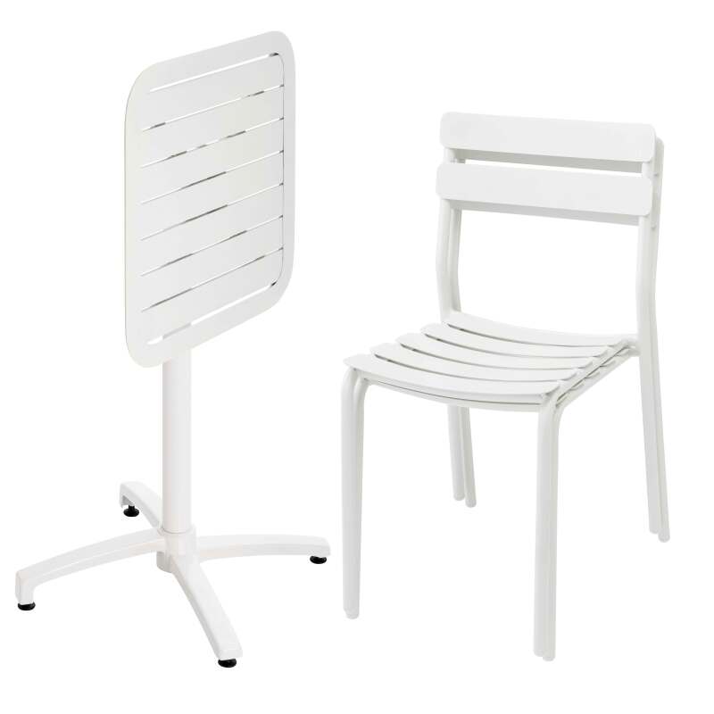 Table 60x60 cm inclinable en aluminium et 2 chaises (2/7)