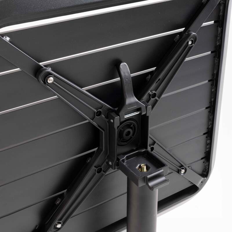 Table de terrasse 60x60 cm inclinable en aluminium et 2 chaises avec accoudoirs