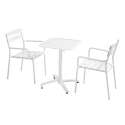 Table de terrasse 60x60 cm inclinable en aluminium et 2 chaises avec accoudoirs
