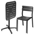Table de terrasse 70x70 cm inclinable et 2 chaises en aluminium